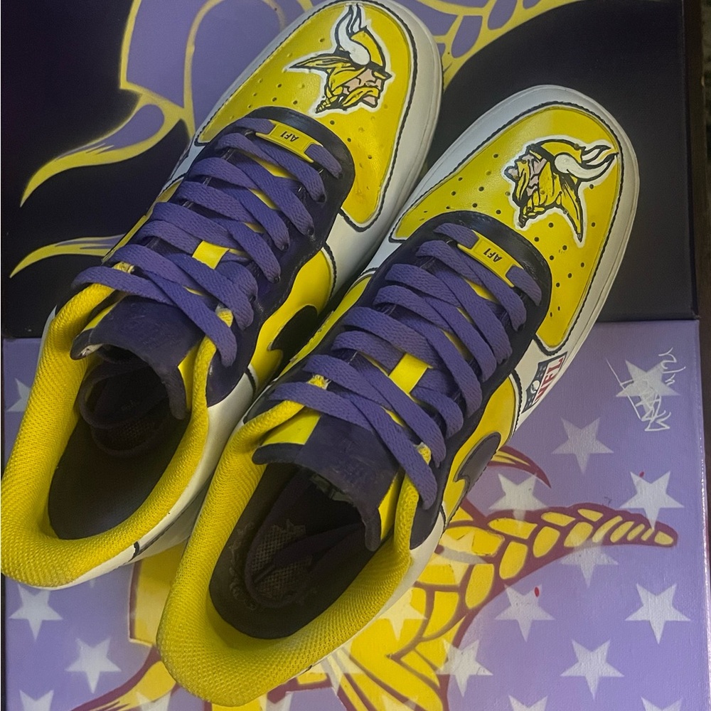 Size 9.5 - Custom Hand Painted Nike “ SKOL “ Air Force 1